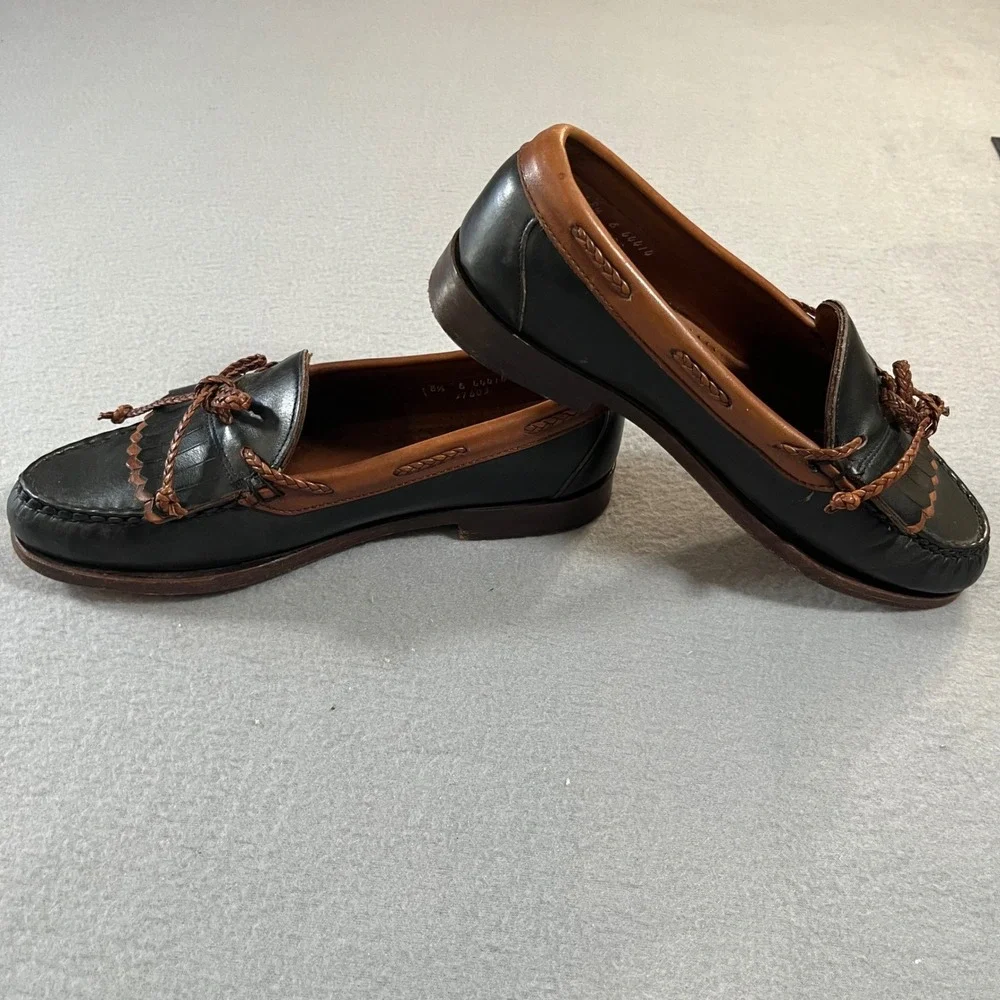 Allen Edmonds Woodstock Mens 8.5 E Black Brown Leather Kiltie Tassel Loafers USA